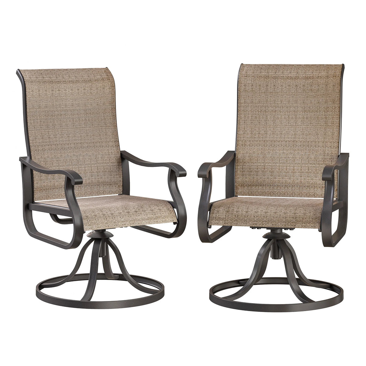 Khaki Swivel Outdoor Chairs Set of 2 G61632