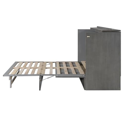 Queen Size Murphy Bed with Storage Drawer & Charging Station C466075