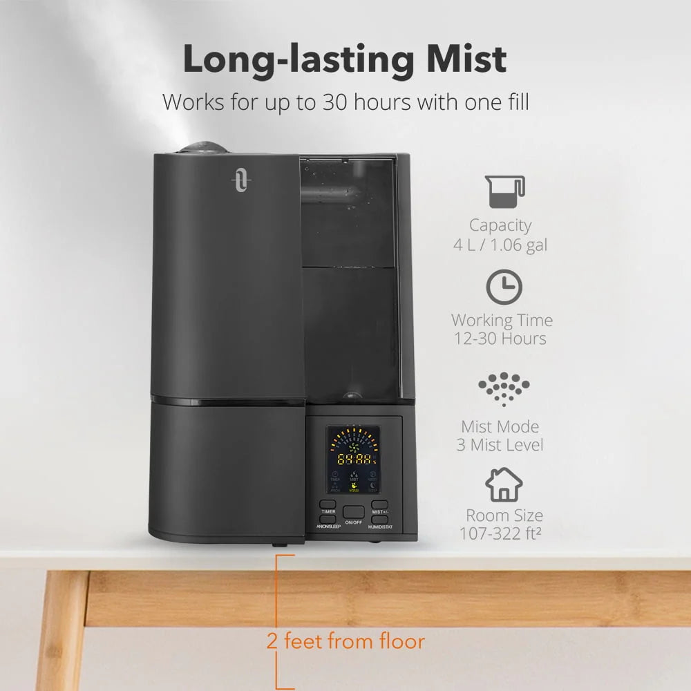 4L Cool Mist Ultrasonic Humidifier with LED Display and Humidistat B176458