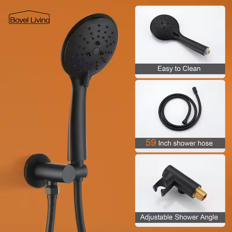 10 in. Wall Mount Dual Shower Heads with Rough-In Valve in Matte Black J837