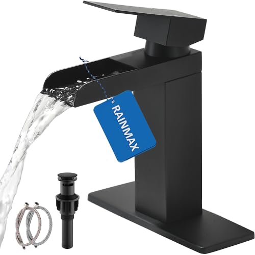 Black Single Handle Bathroom Faucet with Pop-up Drain and Hose X587561