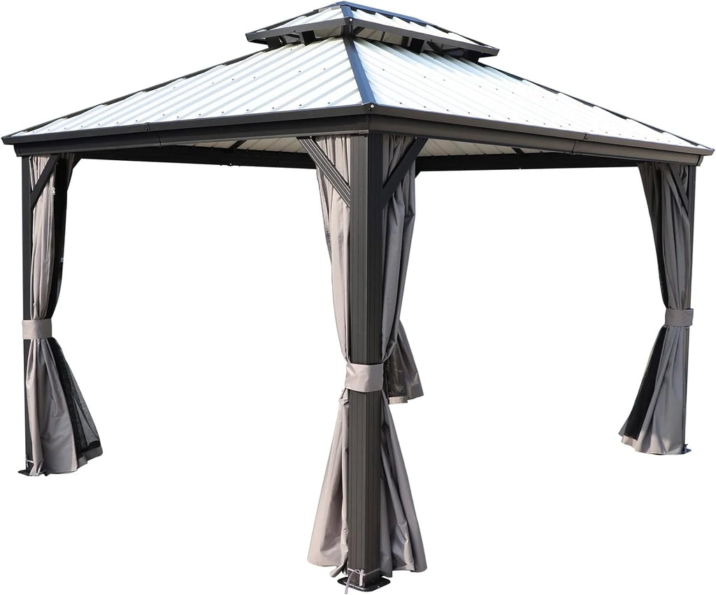 10ft x 12ft Grey Aluminum Gazebo I3011