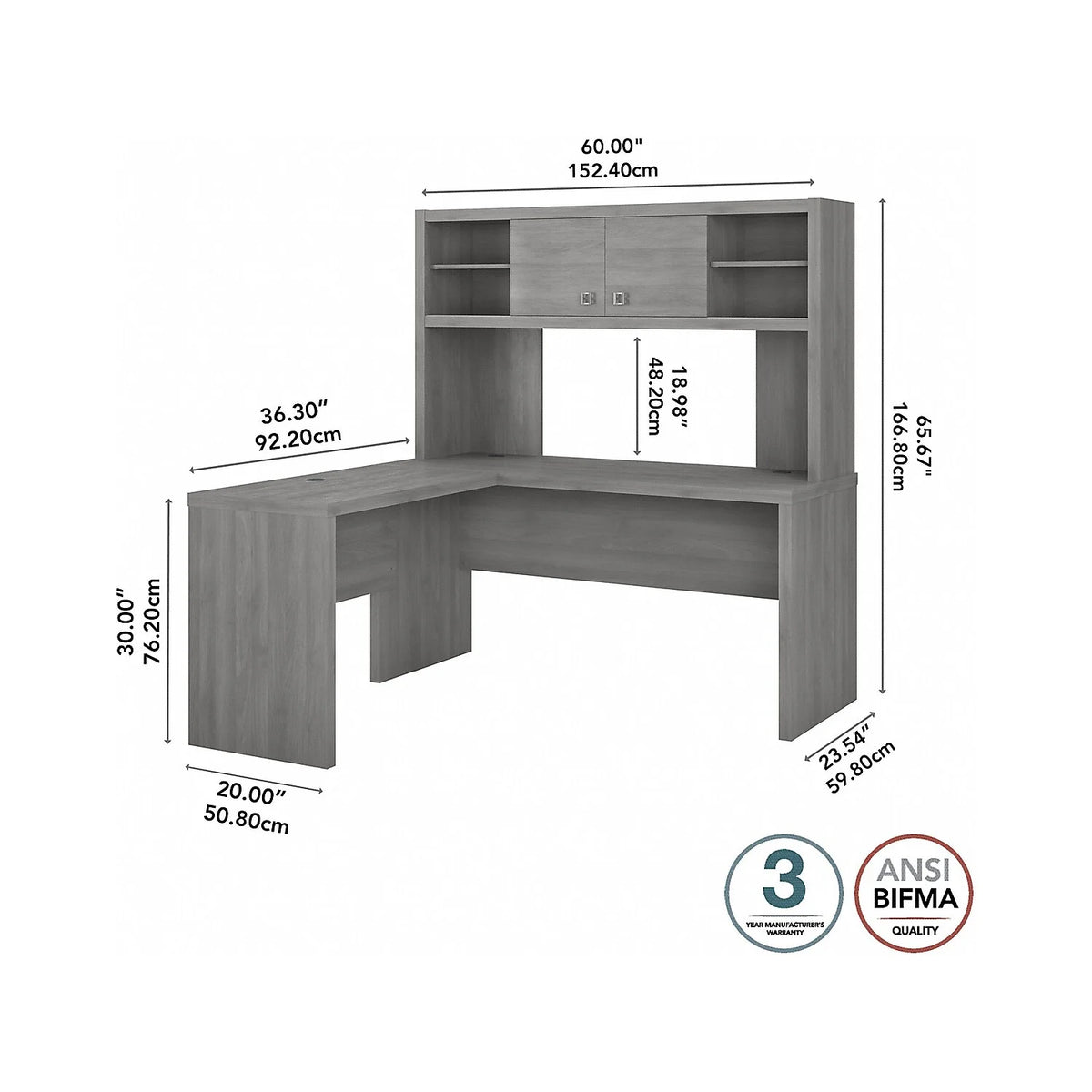 L Shaped Desk with Hutch S78252