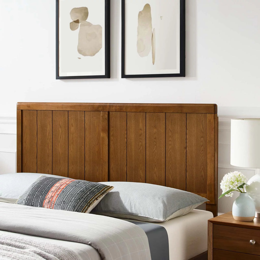 King Size Brown Walnut Wood Headboard D753452