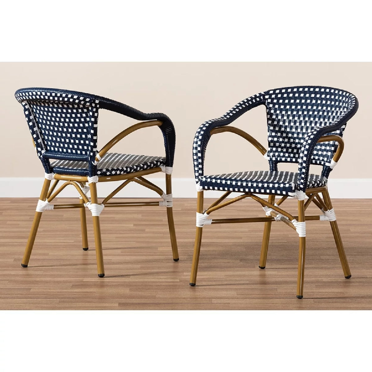 Navy and White Stackable Bistro Dining Chair Set C6095
