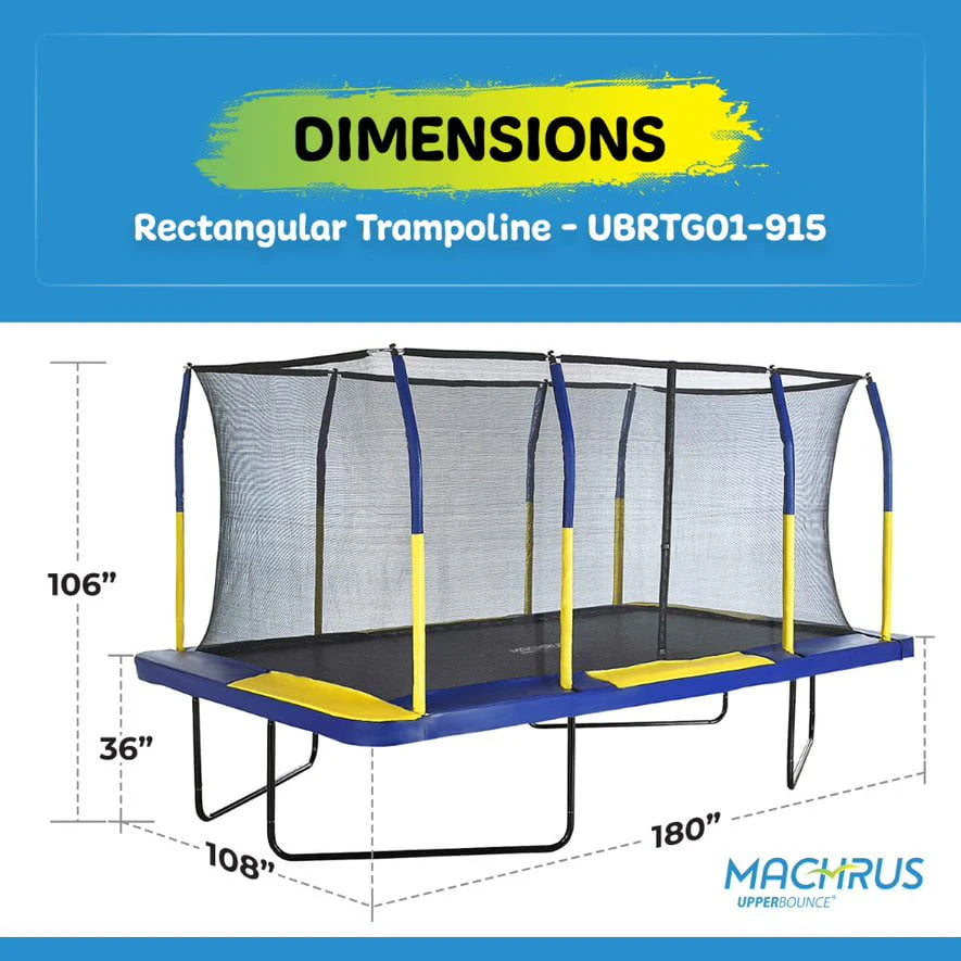 9' X 15' Rectangular Trampoline Set with Enclosure System M209699