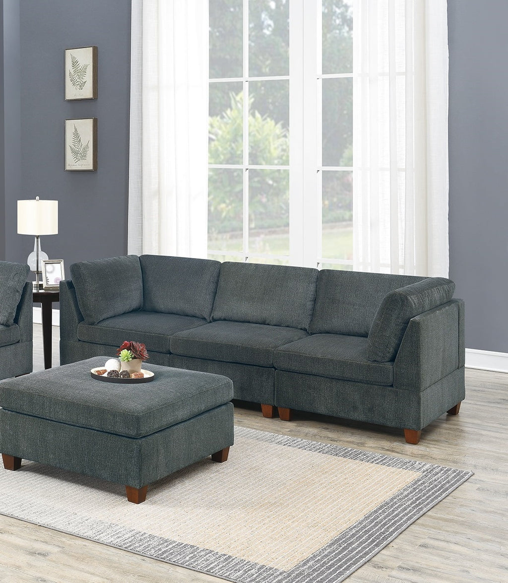 Gray Chenille 7pc Modular Sectional Sofa Set W473452