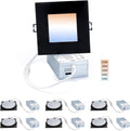 4-inch LED Canless Recessed Slim-Downlight, 5 CCT Adjustable Dimmable, 2700-5000K, 9W, Black Square Finish, 6 Pack M558