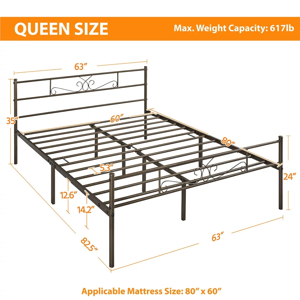 Black Metal Platform Twin Bed Z2604