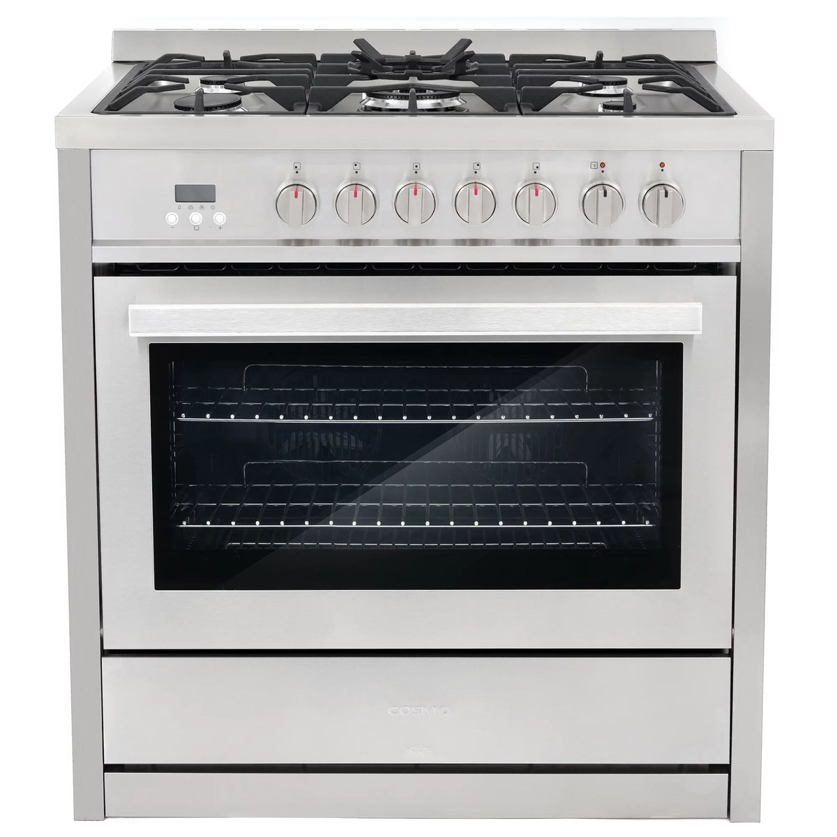 2 Piece Dual Fuel Range and Wall Mount Range Hood Kitchen Appliance Package O7521