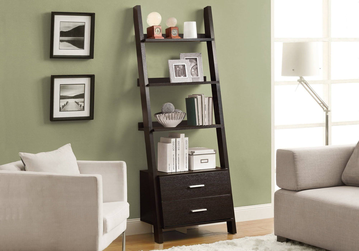 White Particle Board Bookcase with 2 Storage Drawers B88836
