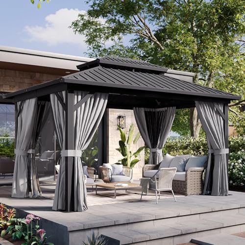 10' X 12' Aluminum Hardtop Gazebo with Galvanized Steel Double Roof F278269