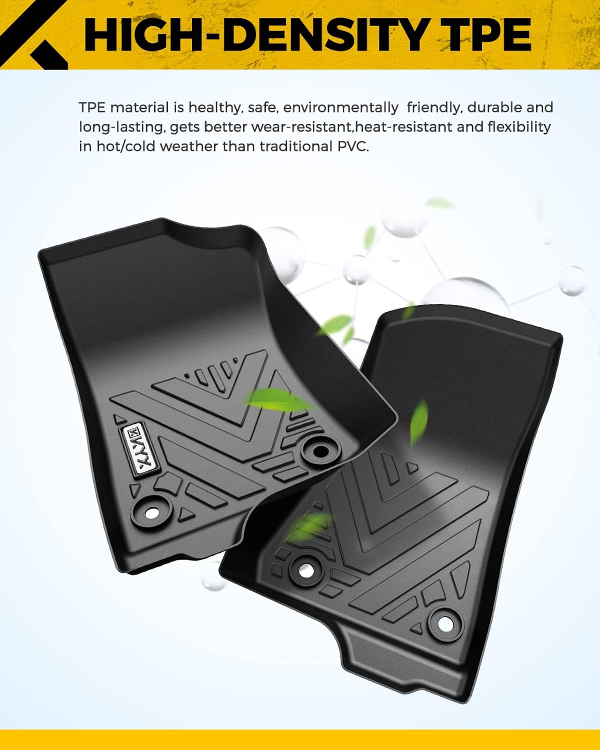 All Weather TPE Black Car Floor Mats Front & 2nd Row Z871