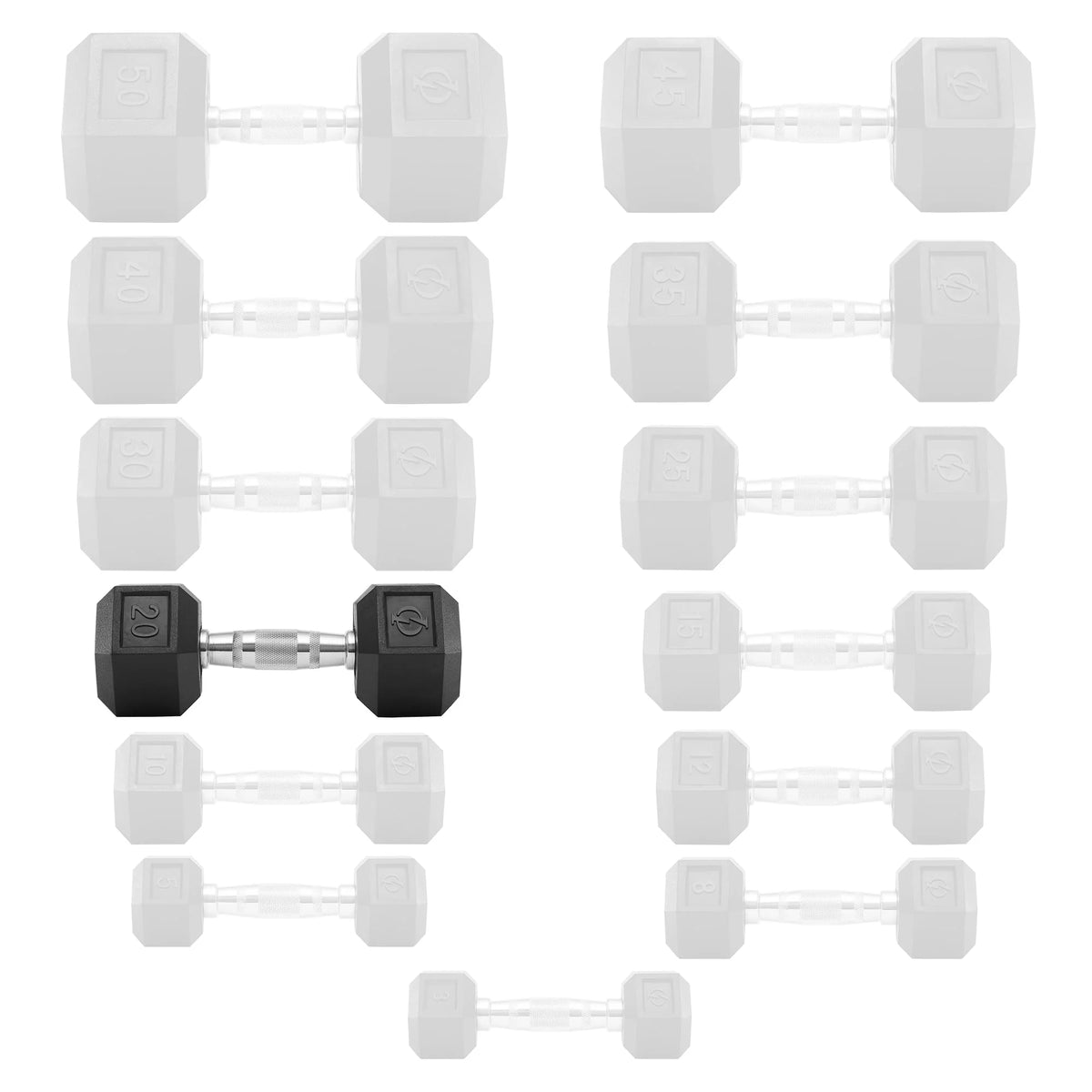 45 lb Rubber Coated Hex Dumbbell Pair H5061