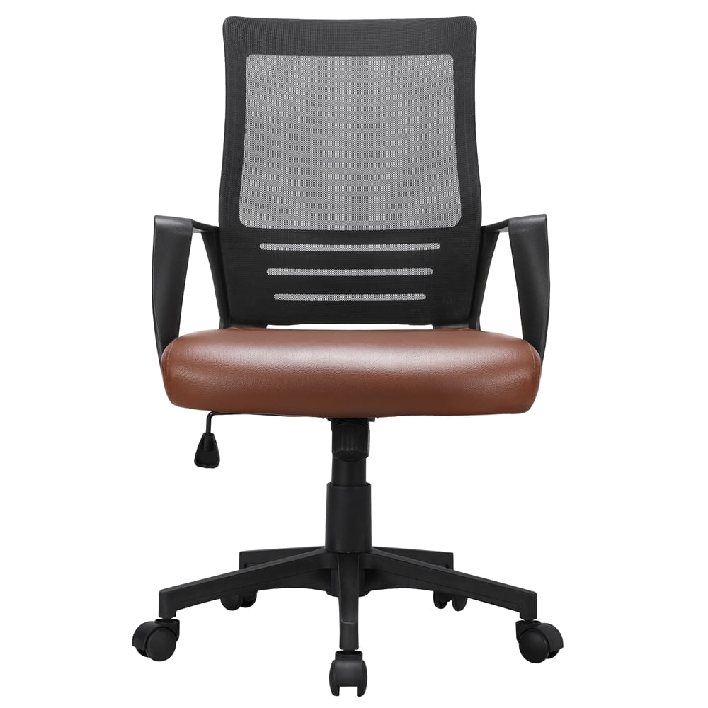Brown Faux Leather Office Chair Set of 2 V61102