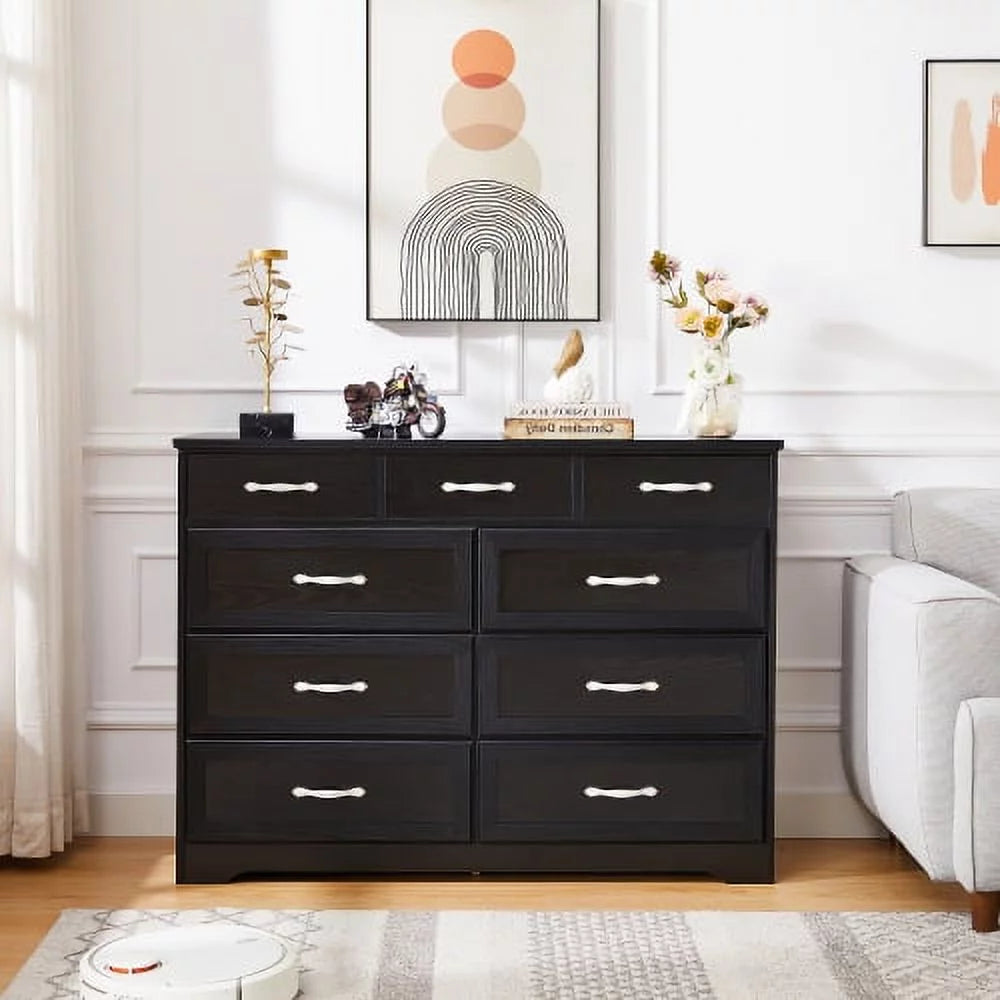 Black 9 Drawer Wood Dresser P319330