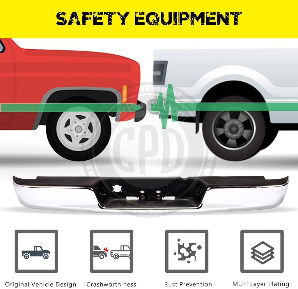 Rear Step Bumper Chrome Bar with Black Step Pad Z695