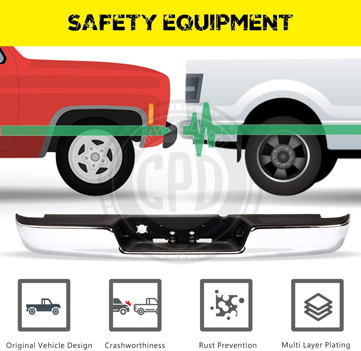 Rear Step Bumper Chrome Bar with Black Step Pad Z695