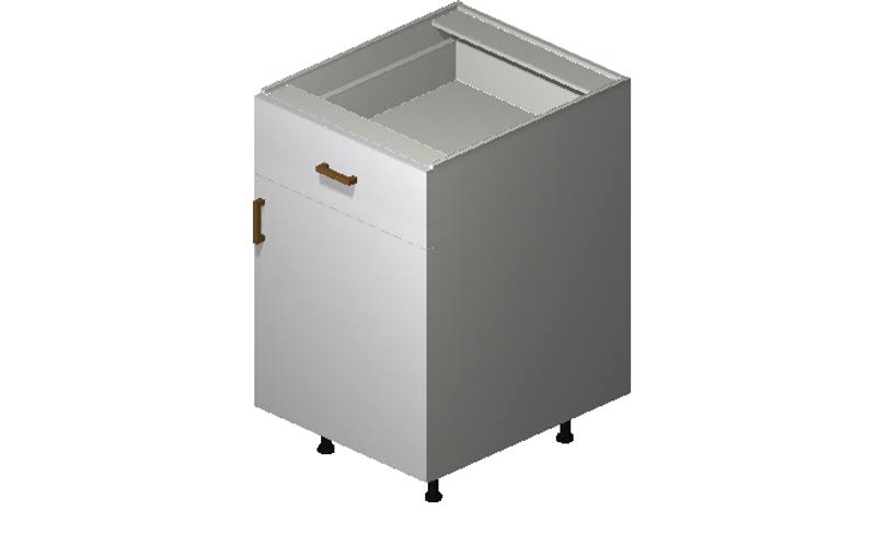 Gloss White 1 Door 1 Drawer Base Cabinet R8732