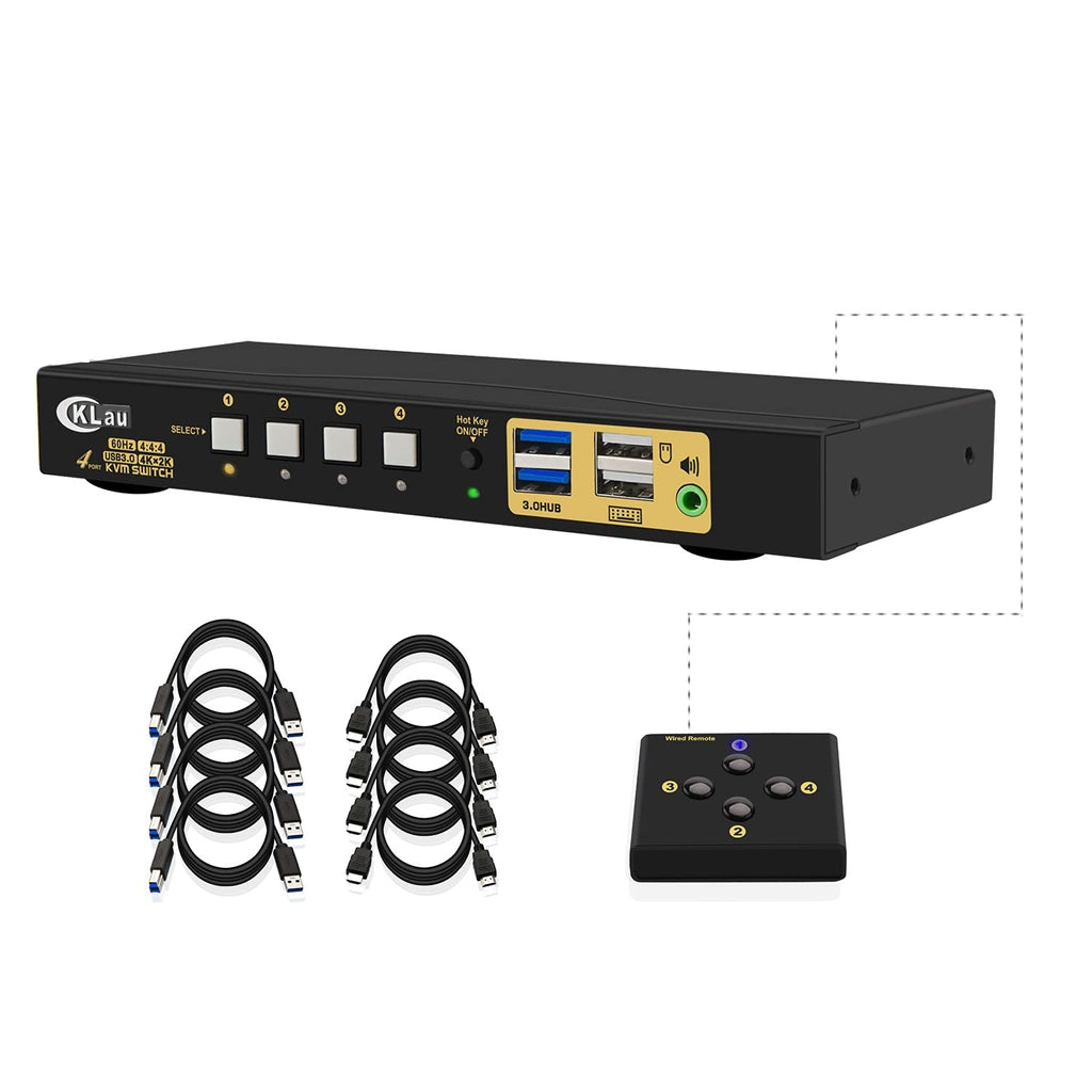 4 Port HDMI 2.0 USB 3.0 KVM Switch with Cables H438