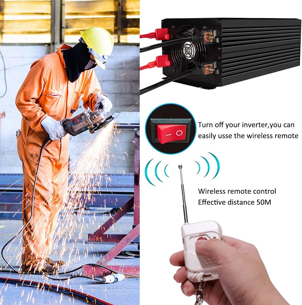 1000 Watt Pure Sine Wave Inverter 12v DC to 110/120v AC D294235