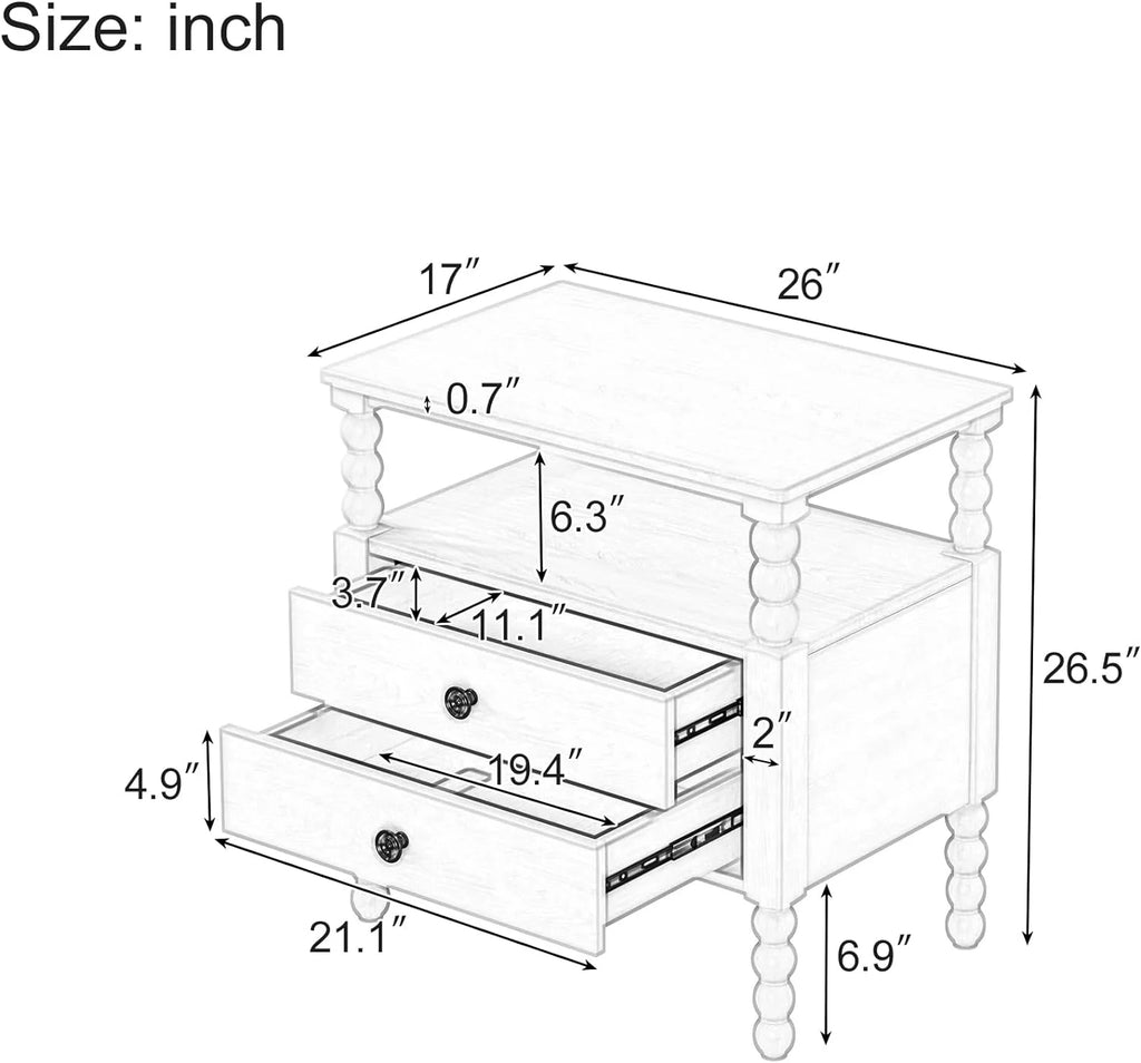3Pcs Bedroom Set with 2 Nightstands, Solid Wood Platform Bed K7164