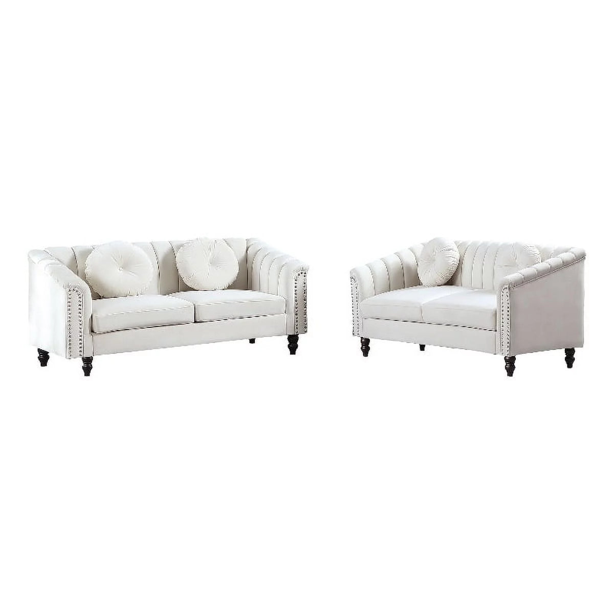 White 3 Pieces Microfiber Living Room Set B879166