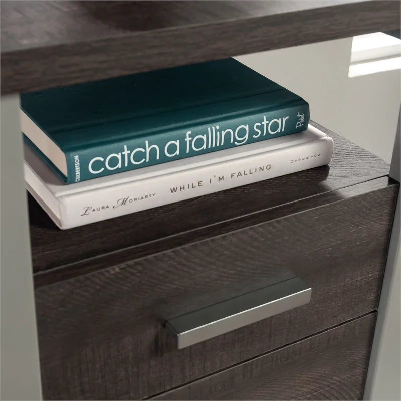 Contemporary Engineered Wood and Metal Desk in Blade Walnut U39492