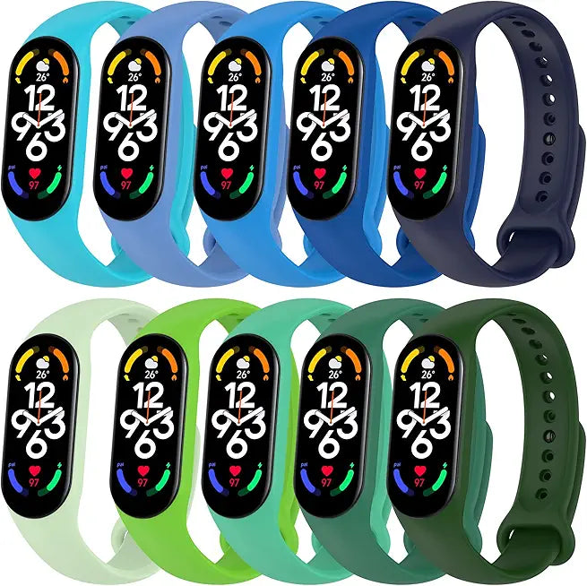 10pack Soft Silicone Watch Strap for Xiaomi Mi Band 9 8 7 L299