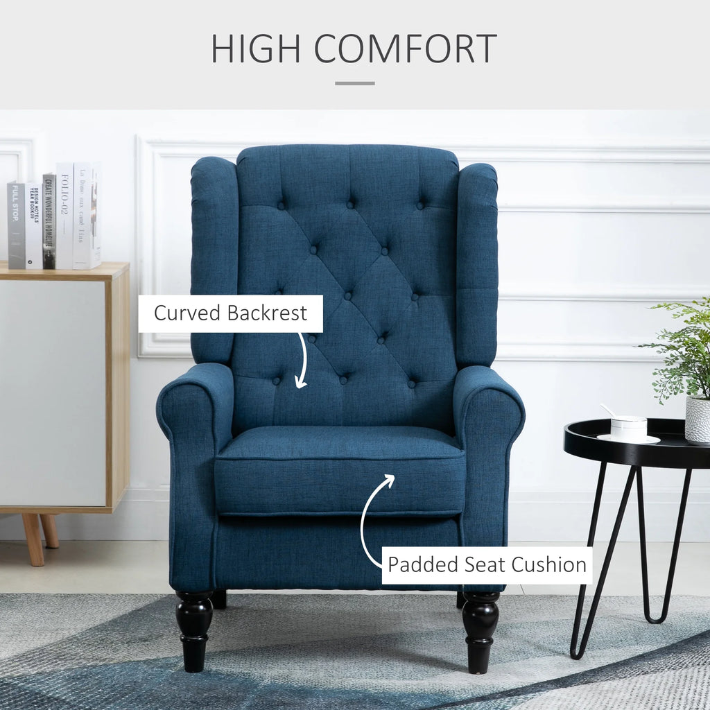 Blue Button-Tufted Accent Chair with Wingback R7622