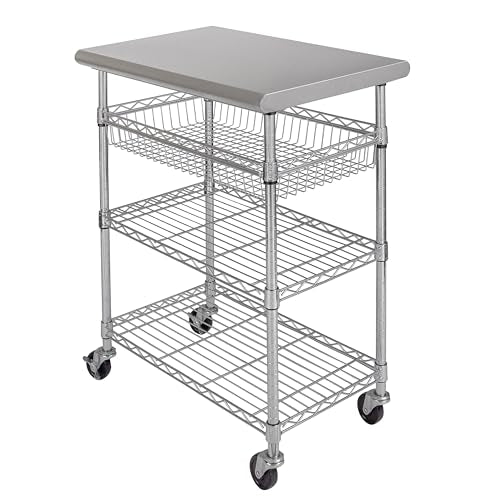 Stainless-Steel Top Work Table Island Utility Cart Prep Station R217
