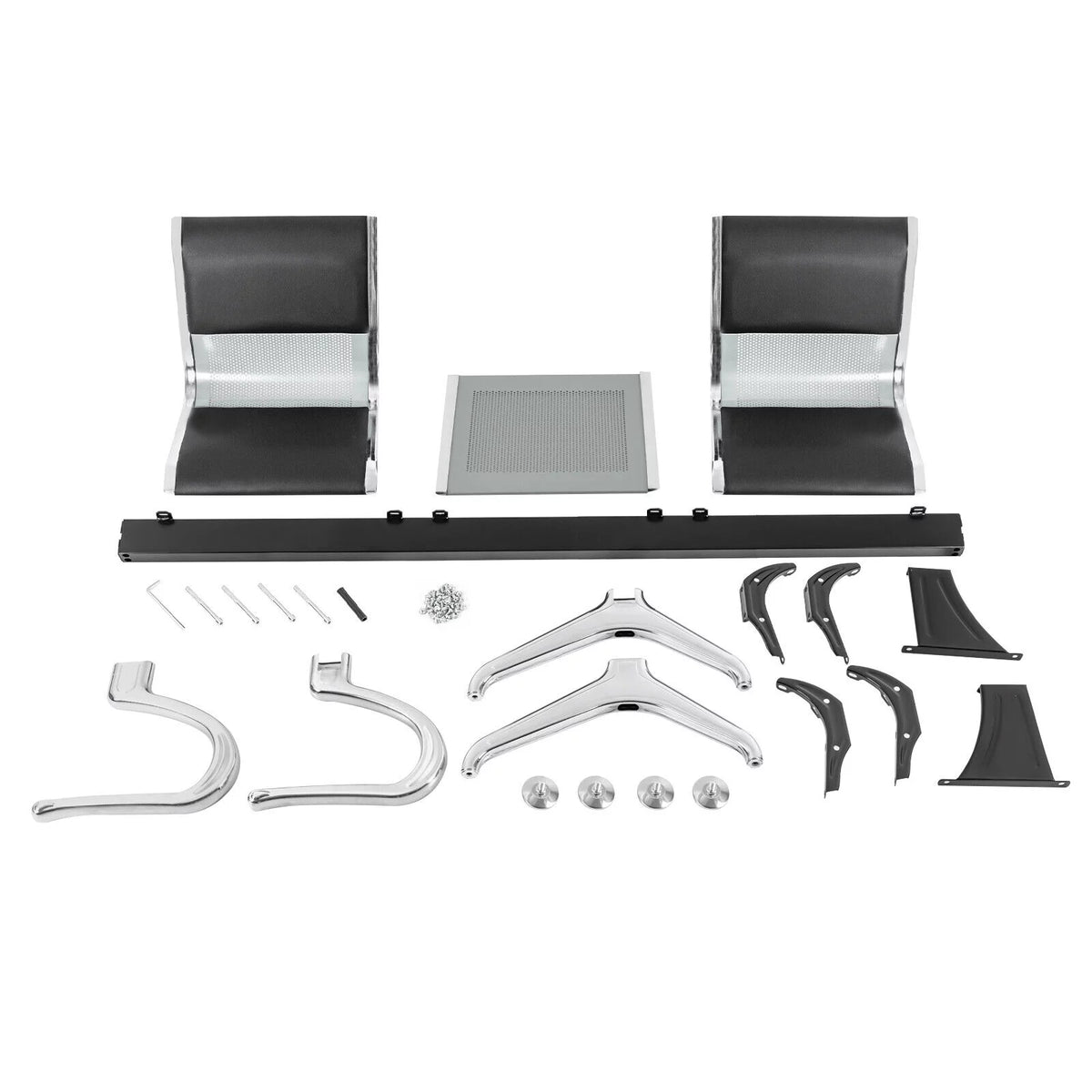 2 Seat PU Leather Reception Chairs with Table and Arms I41765