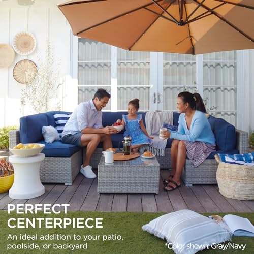 7-Piece Wicker Outdoor Sectional Set with Pillows and Coffee Table D7810