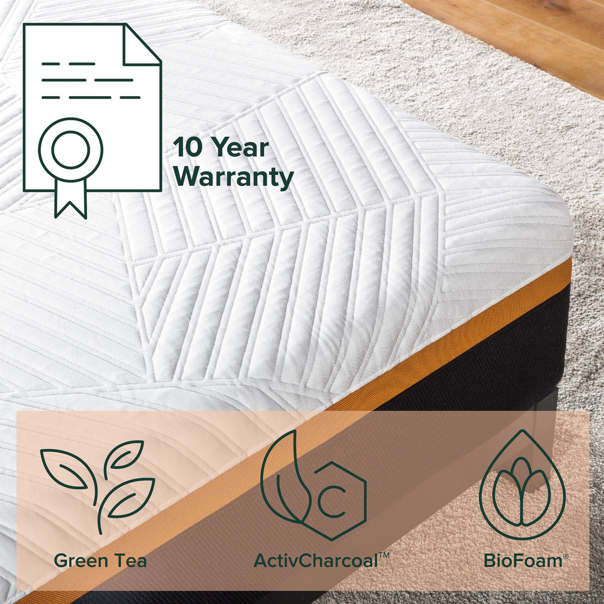 12" Copper Memory Foam Hybrid Mattress, Queen Y685175