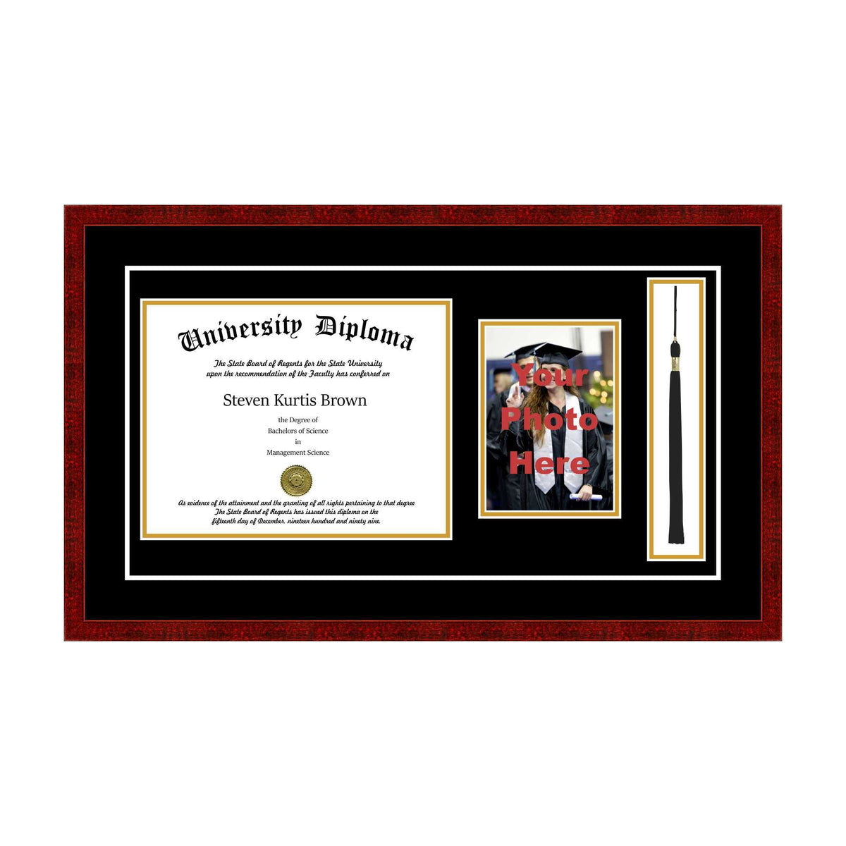 Single Diploma Frame with 5x7 Photo and Double Matting G551