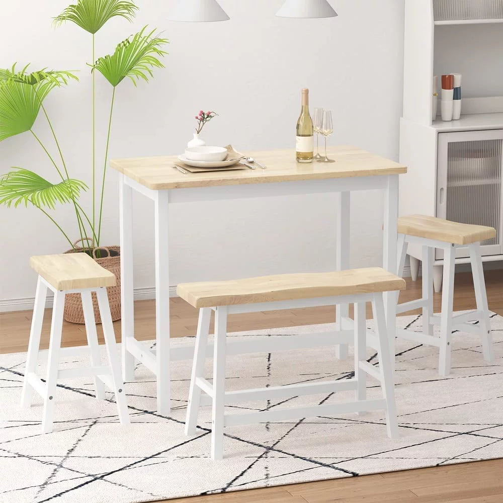 Rubber Wood 4-Person Bar Dining Table Set Z265