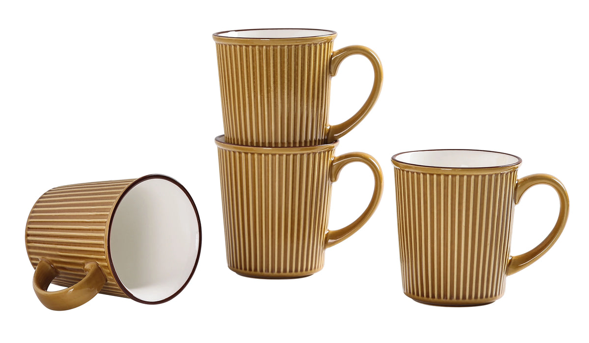 Yellow Ceramic Mugs Set of 4 W542