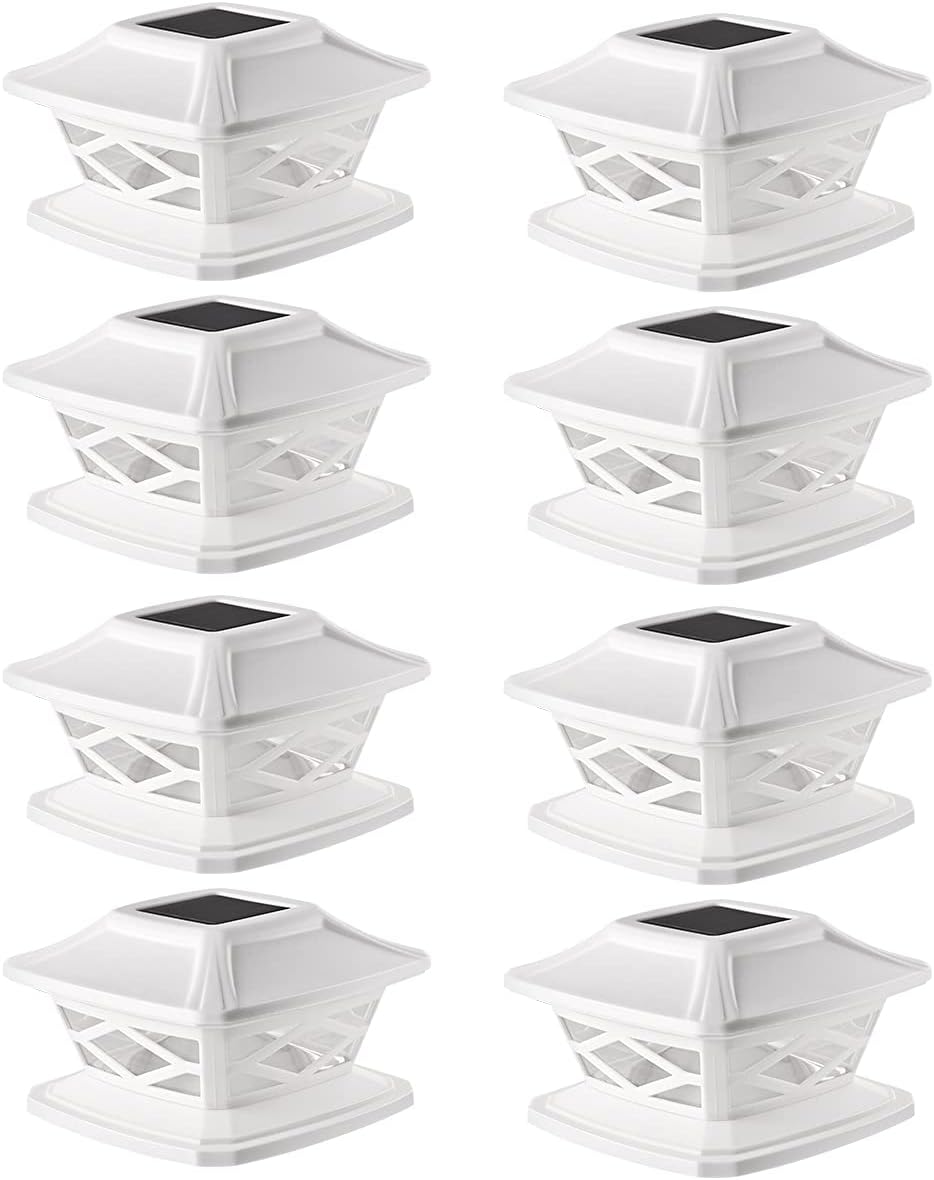 Solar Post Lights Outdoor 2 Modes Waterproof LED Fence Cap Light White 12 Pack S346557