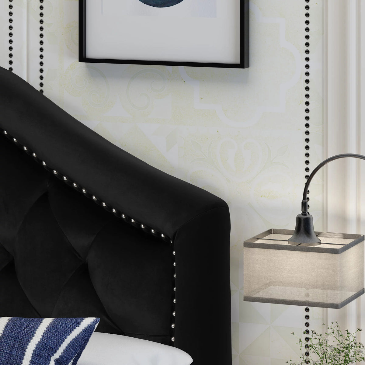 Black Velvet Queen/Full Headboard M173724