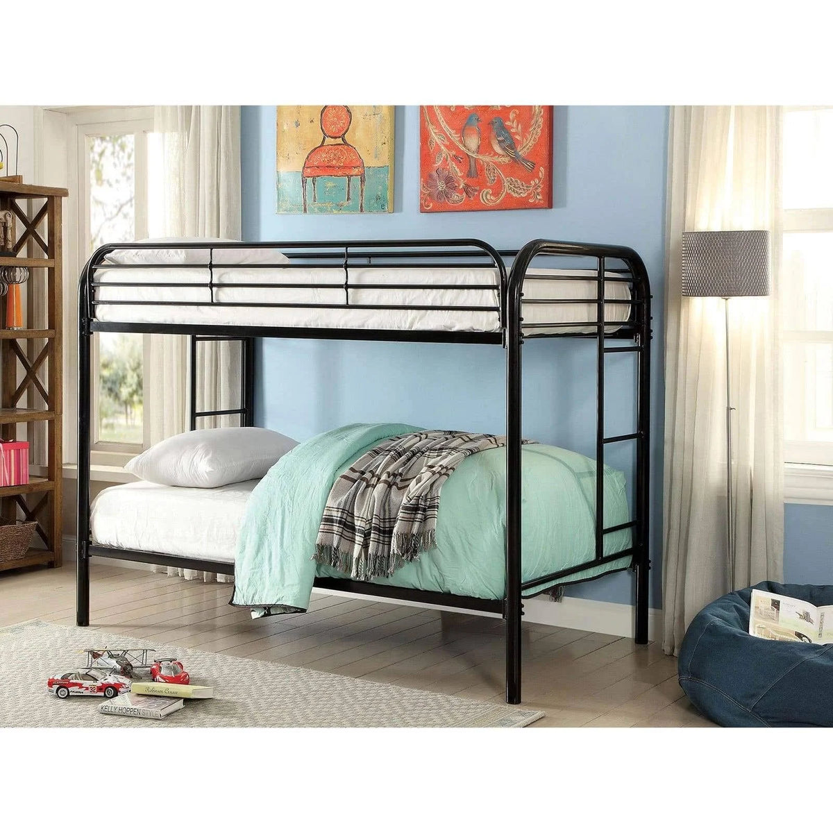 Black Twin Over Twin Bunk Bed V790076