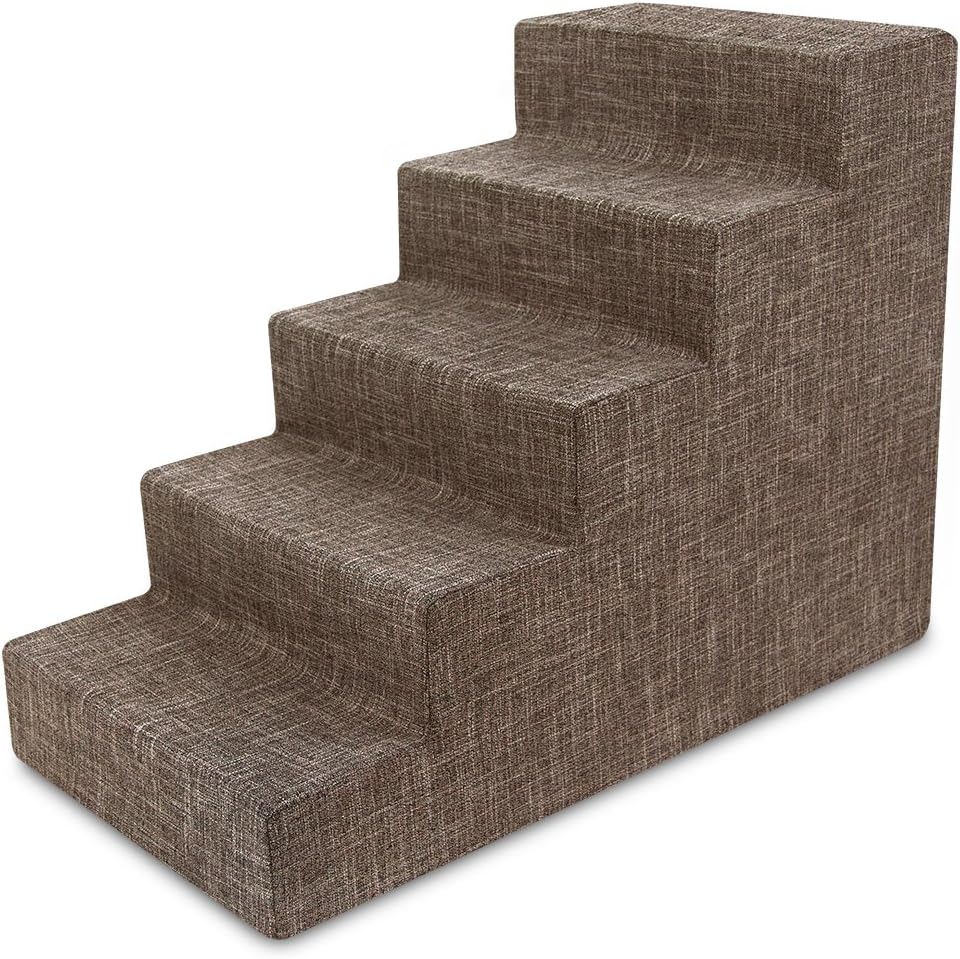 Dark Gray Linen 3-Step Pet Steps and Stairs D377791