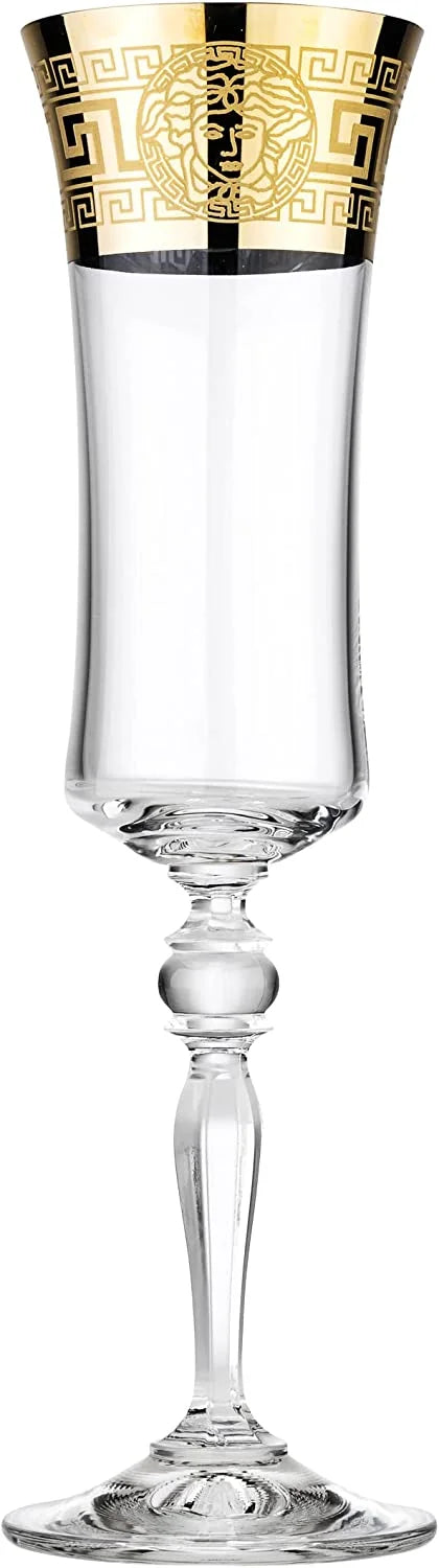 6 Oz Lead-Free Crystal Patterned Champagne Flutes Set of 6 O39917