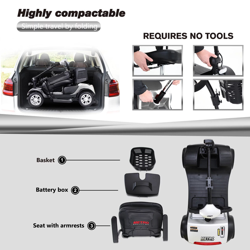 Powered Folding Mobility Scooter with Basket & Headlight C6977