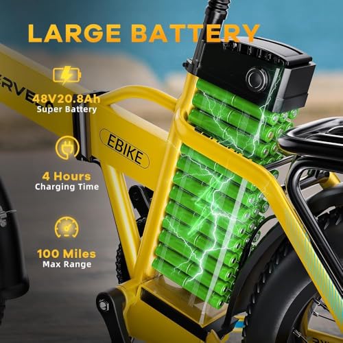 1000W Folding Electric Bike 48V 20.8AH Removable Battery 20" Fat Tire F3031