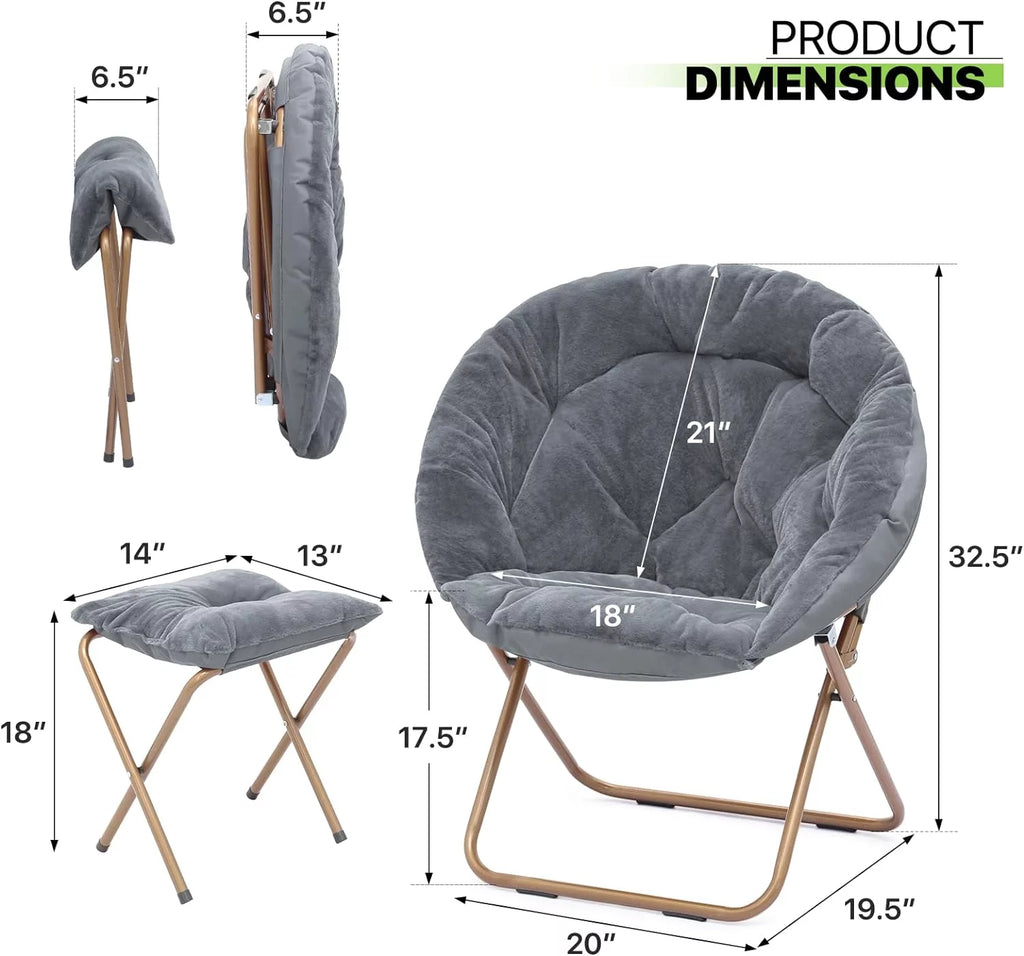Oversized Foldable Saucer Chair with Ottoman J6561