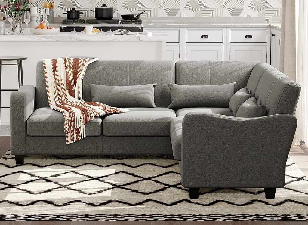 Bluish Grey Reversible L-Shaped Sectional Sofa E3922