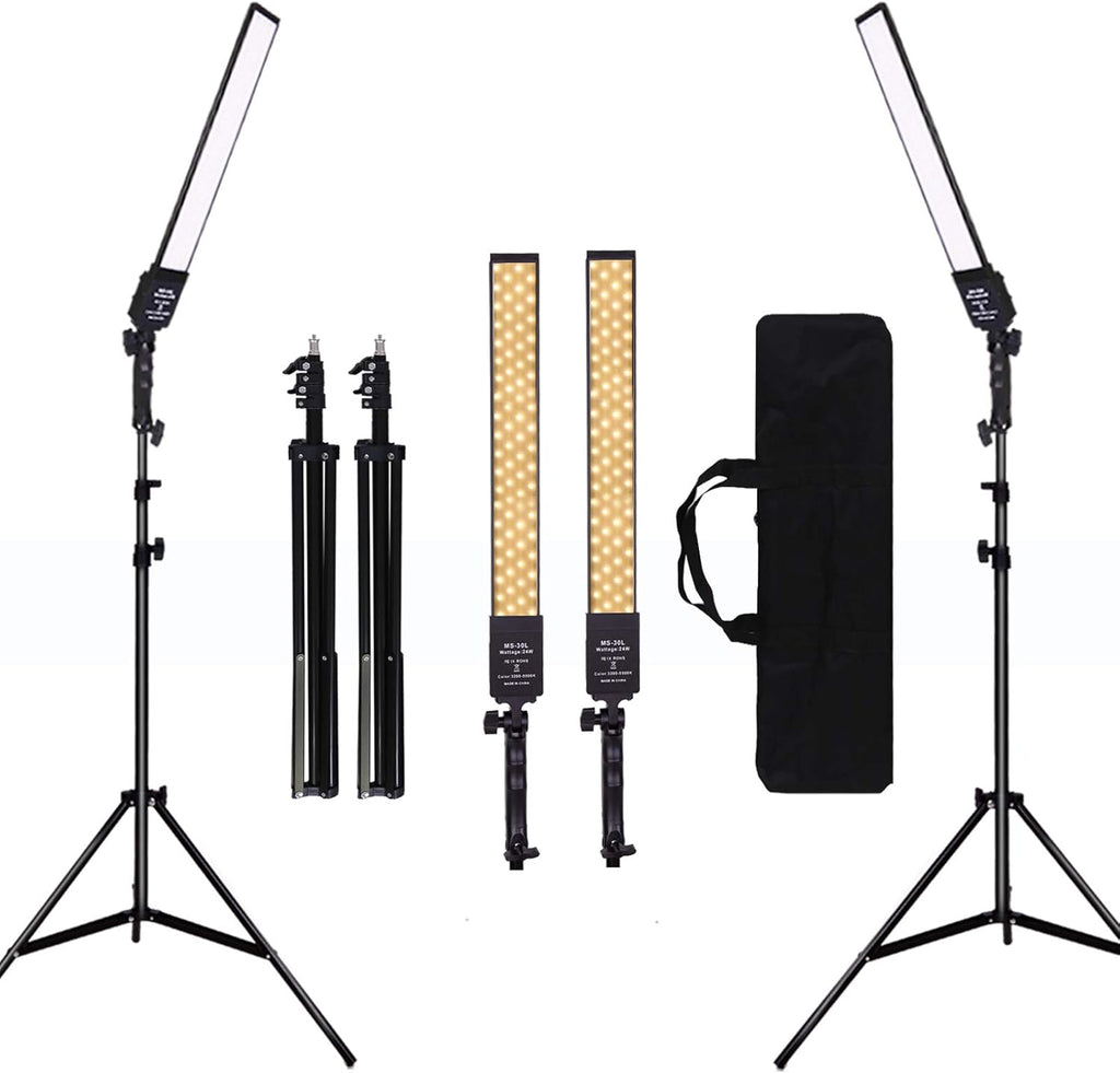 2 Packs Dimmable Bi-Color LED Video Light with Tripod Stand Bag 376 LED Beads 3200-5500K CRI 96+ Q54171