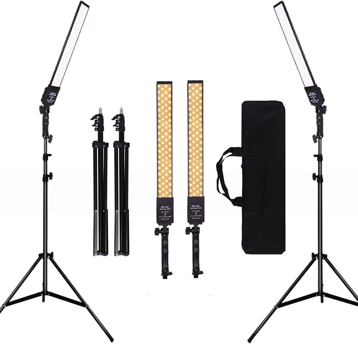 2 Packs Dimmable Bi-Color LED Video Light with Tripod Stand Bag 376 LED Beads 3200-5500K CRI 96+ Q54171