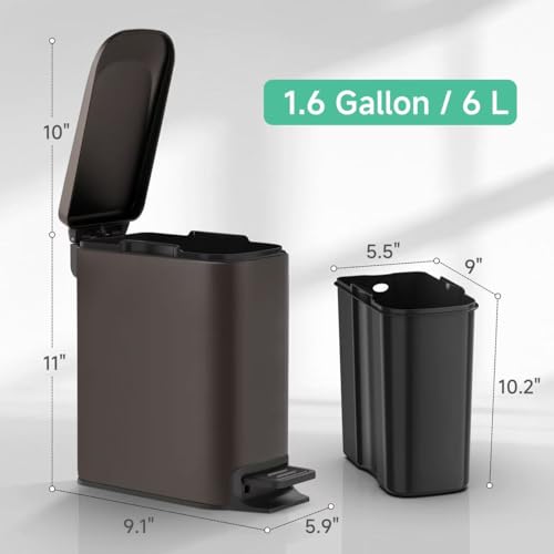 Slim 6 Liter Stainless Steel Trash Can with Lid V500421