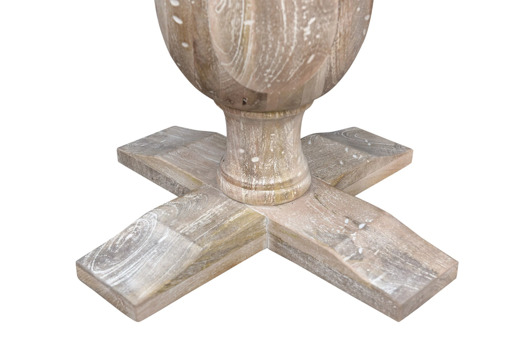 Handmade Marble and Solid Wood Pedestal End Table E381